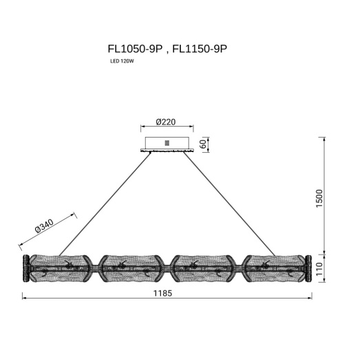 Люстра подвесная Epico Gold FL1050-9P фото 7 Люстра подвесная Epico Gold FL1050-9P фото 7