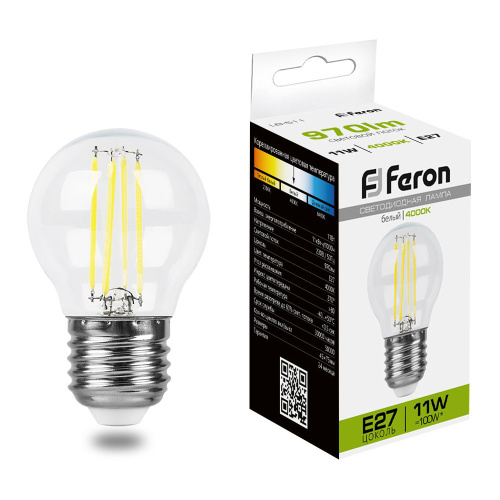 Лампа светодиодная Feron LB-511 Шарик E27 11W 230V 4000K Лампа светодиодная Feron LB-511 Шарик E27 11W 230V 4000K