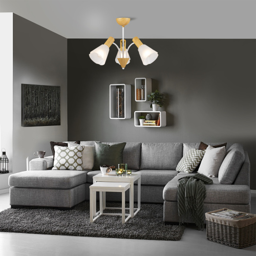 Светильник на штанге Escada 1131/3P E14*40W White/Wood фото 2 Светильник на штанге Escada 1131/3P E14*40W White/Wood фото 2