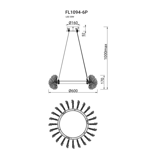 Люстра подвесная Marine FL1094-6P фото 3