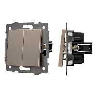 Механизм выключателя двухклавишный самовозвратный SWT-MKR2-PL-GD-V (250V, 10A) Arlight 049886