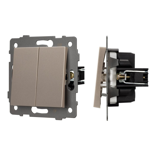 Механизм выключателя двухклавишный самовозвратный SWT-MKR2-PL-GD-V (250V, 10A) Arlight 049886