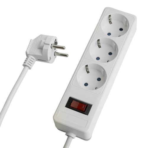 Сетевой фильтр 3-местный с/з STEKKER HM20-31-05 3x1мм2, 5 м, серия Optima, белый