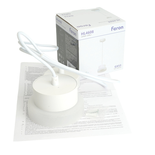 Светильник потолочный Feron Barrel HL4608 OPAL levitation 12W, 230V, GX53, белый, на подвесе 1,7 м фото 2