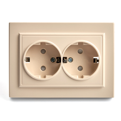 Розетка 2-местная с/з, STEKKER, PST16-9014-02, 250В, 16А с защитной шторкой, серия Эрна, слоновая кость Розетка 2-местная с/з, STEKKER, PST16-9014-02, 250В, 16А с защитной шторкой, серия Эрна, слоновая кость