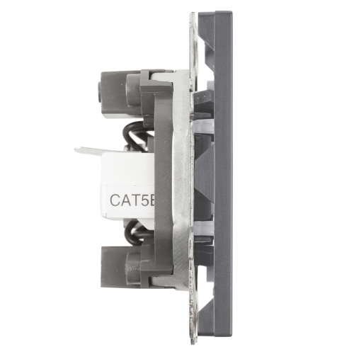 Розетка TV + компьютерная RJ-45 (механизм), STEKKER, серия Эмили, RST00-5106-10, платиново-серый, soft touch фото 4