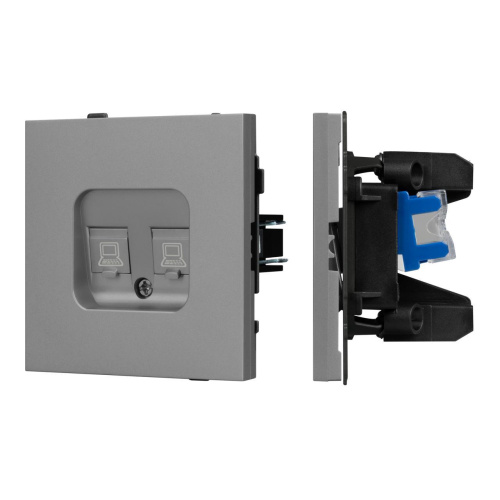 Механизм компьютерной розетки двойной SCT-TENDO-MPC2-PL-GR (RJ-45, CAT6) Arlight 054102
