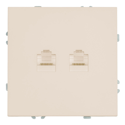 Розетка компьютерная 2-местная RJ-45 (механизм), STEKKER, серия Эмили, RST00-5111-08, кашемир, soft touch