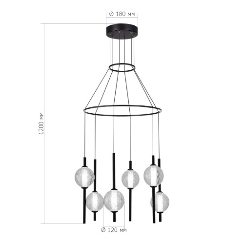 SL6120.403.06 Светильник подвесной ST-Luce Черный/Прозрачное кракелированное стекло LED 6*8,5W 3000K PEEK фото 2