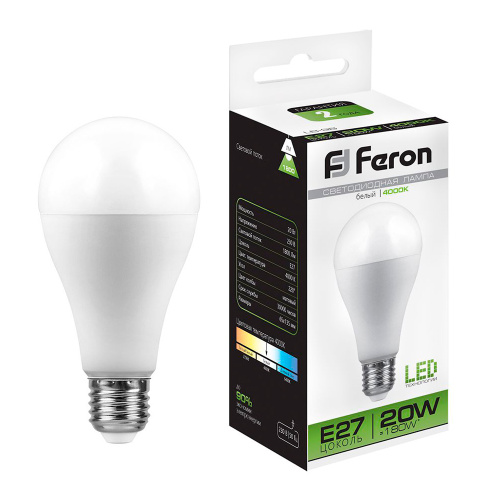 Лампа светодиодная Feron LB-98 Шар E27 20W 175-265V 4000K Лампа светодиодная Feron LB-98 Шар E27 20W 175-265V 4000K
