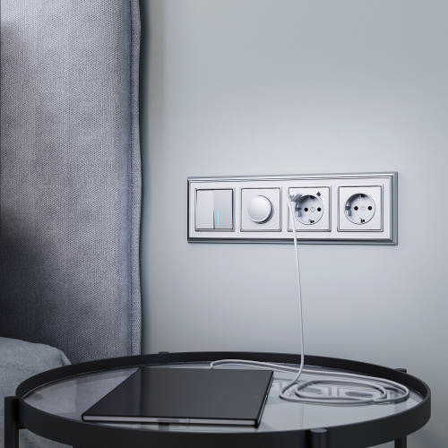 W1120106/ Выключатель двухклавишный с подсветкой (серебряный) W1120106 фото 2 W1120106/ Выключатель двухклавишный с подсветкой (серебряный) W1120106 фото 2