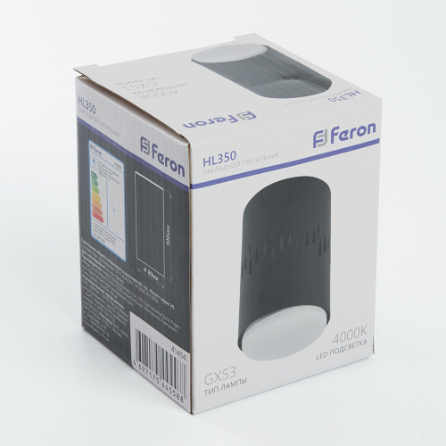 Светильник потолочный Feron HL350 12W, 230V, GX53 и подсветка 1W, 4000K, черный фото 2 Светильник потолочный Feron HL350 12W, 230V, GX53 и подсветка 1W, 4000K, черный фото 2