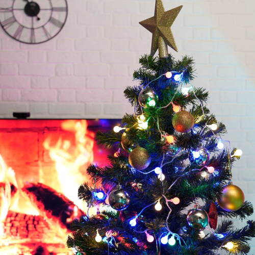 Светодиодная гирлянда Feron CL585 Мультишарики 12м 230V мультиколор, c питанием от сети, черный шнур фото 4