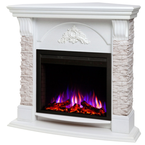 Электрокамин RealFlame Athena Corner GR белый с очагом Saphir 25,5 фото 3