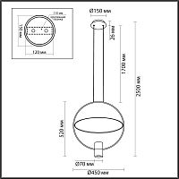 7029/2L HIGHTECH ODL25 000 черный/бел матовый металл/акрил Подвесной светильник черный поворотный 150° IP20 LED GU10 2*7W ORBITE