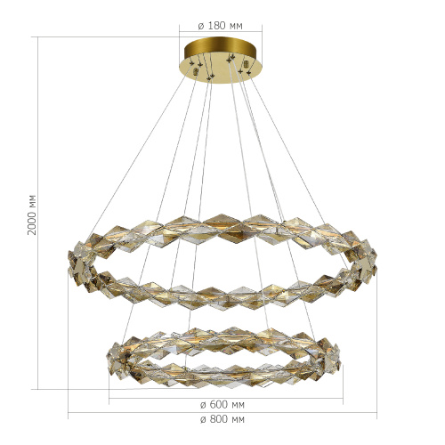 SL6009.203.02 Люстра подвесная ST-Luce Золотистый/Прозрачный,Янтарный LED 1*45W 3000K DIAMANTA фото 2