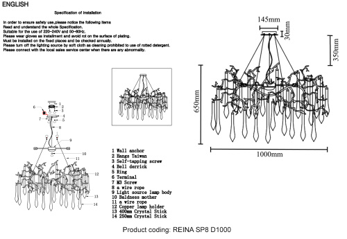 Crystal Lux Люстра Crystal Lux REINA SP8 D1000 GOLD PEARL фото 2