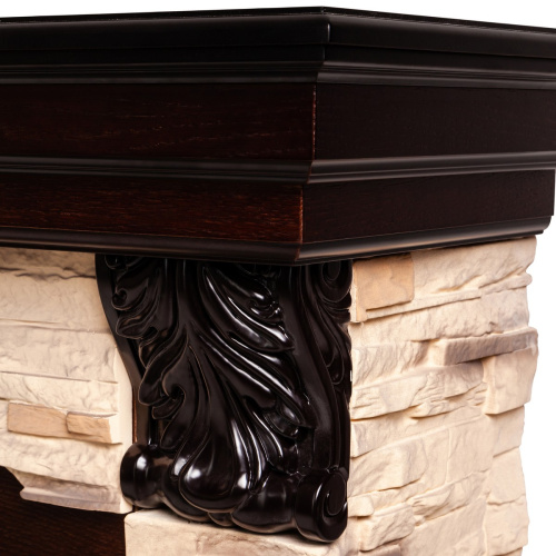 Электрокамин RealFlame Dublin Corner Rock AO античный дуб с очагом Majestic Lux Brass фото 5