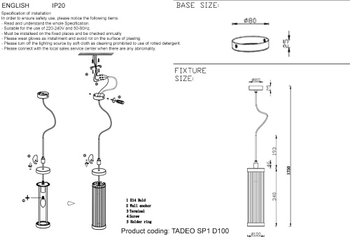 Crystal Lux Светильник подвесной Crystal Lux TADEO SP1 D100 CHROME/TRANSPARENTE фото 2