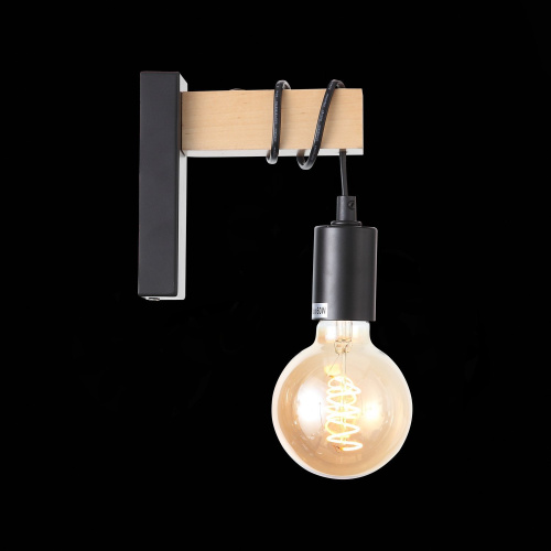 SL1142.401.01 Светильник настенный Черный, Светлое дерево E27 1*60W BAGETTI фото 5