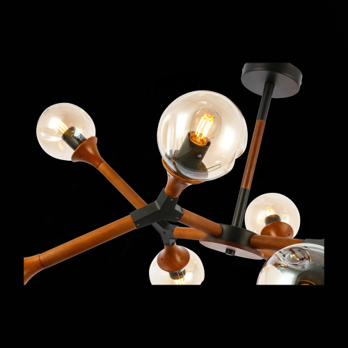 SLE109402-08 Светильник потолочный Черный, Темное дерево/Прозрачный, Янтарный E27 8*60W RAQUEL фото 4