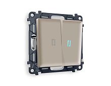 Комплект механизма 2-кл выключателя AMBRELLA VOLT с подсветкой 10000K ALFA Серо-бежевый матовый QUANT (AP3640, VM115, G17B) MA364020