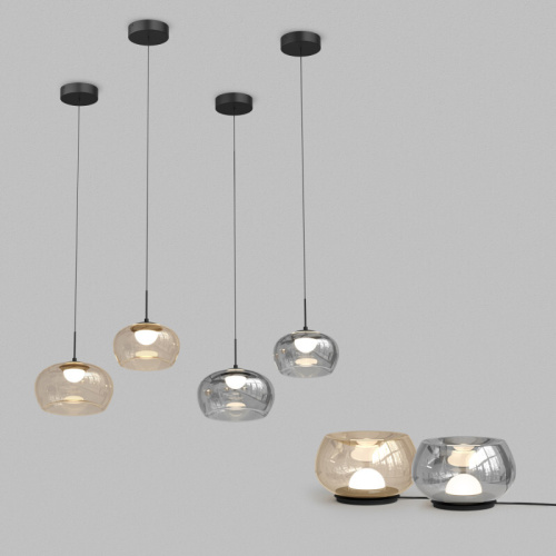 Настольная лампа FLOA, 8 Вт, 3000К, ?220 мм, металл, стекло, черный, дымчатый серый фото 4