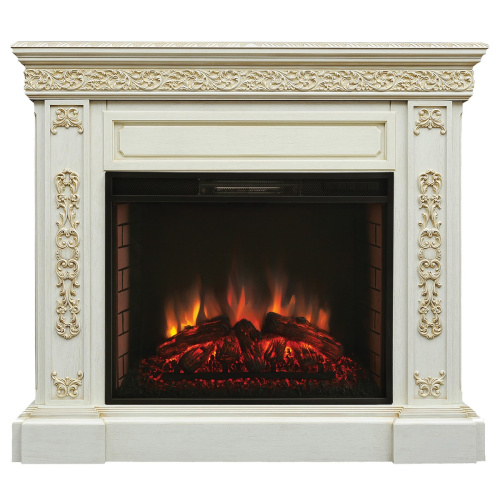 Каминокомплект EKATERINA Белый дуб с золотой патиной с очагом Электроочаг EPSILON 26