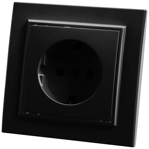 Розетка 1-местная c/з STEKKER, PST16-9010-03, 250В, 16А, с защитной шторкой, серия Эрна, черный фото 2 Розетка 1-местная c/з STEKKER, PST16-9010-03, 250В, 16А, с защитной шторкой, серия Эрна, черный фото 2