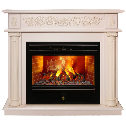 Электрокамин RealFlame Attica WT айвори с очагом 3D Novara Электрокамин RealFlame Attica WT айвори с очагом 3D Novara