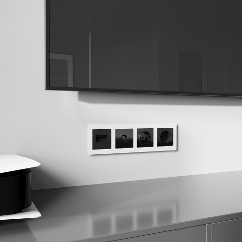 Накладка для двойной розетки Еthernet RJ-45 (черный акрил) W1191148 фото 3