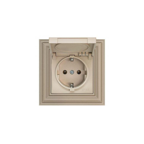 Розетка 2P+E Liregus Retro с крышкой кремовый омбре 29-123 Розетка 2P+E Liregus Retro с крышкой кремовый омбре 29-123
