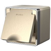 Розетка влагозащ. с зазем. с защит. крышкой и шторками Gallant шампань рифленый W5071210