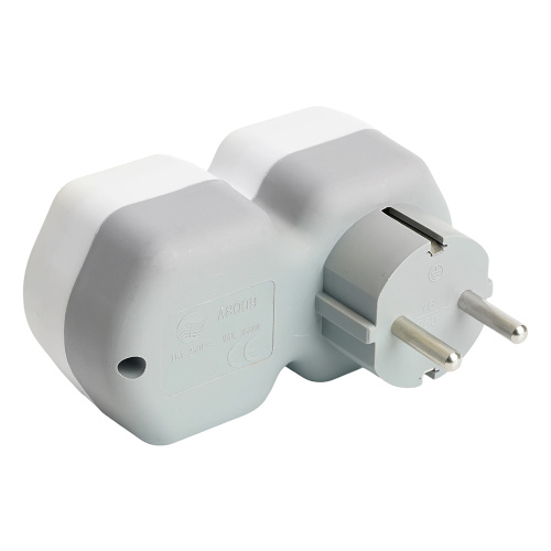 Разветвитель сетевой 2-местный с/з STEKKER ADP16-12-20, 250V,16A, ABS огнеустойчивый пластик, белый/серый фото 5