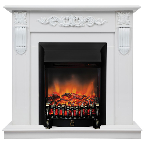 Электрокамин RealFlame Dominica DN белый матовый с очагом Fobos Lux Black RC Электрокамин RealFlame Dominica DN белый матовый с очагом Fobos Lux Black RC