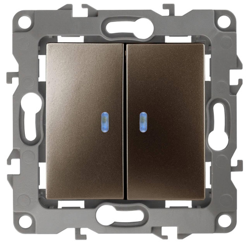 Выключатель двухклавишный с подсветкой ЭРА 12 10AX 250V 12-1105-13 Б0019292 Выключатель двухклавишный с подсветкой ЭРА 12 10AX 250V 12-1105-13 Б0019292