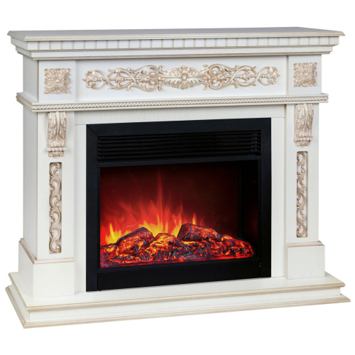 Каминокомплект ESTELLA/ЭЛЛИ Белый дуб с золотой патиной с очагом Электроочаг MOONBLAZE LUX/МУНБЛЕЙЗ фото 2