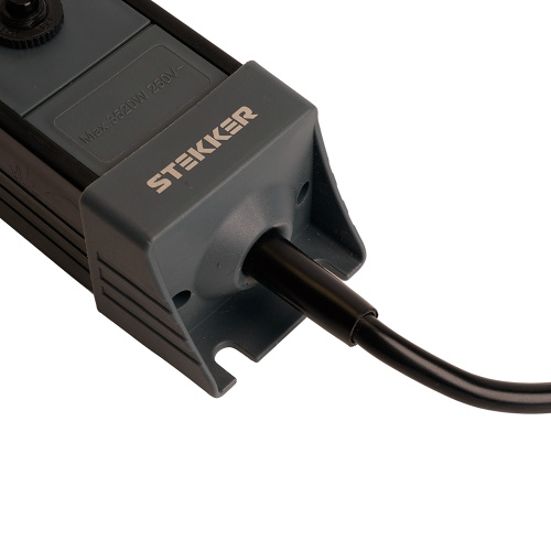 Сетевой фильтр 3-местный с/з STEKKER 3x1мм2, 5 м, 250В, 16А, серия Techno, HM22-31-05, черный фото 7