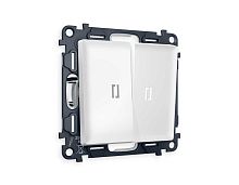 Комплект механизма 2-кл проходного выключателя AMBRELLA VOLT  с подсветкой 5600K ALFA Белый матовый QUANT (AP1240, VM120, G25W) MA124035