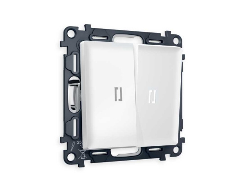 Комплект механизма 2-кл выключателя AMBRELLA VOLT с подсветкой 5600K ALFA Белый матовый QUANT (AP1240, VM115, G14W) MA124015