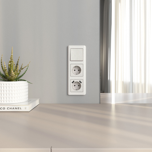 Выключатель одноклавишный (перламутровый рифленый) W1110013 фото 3