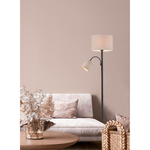 8042/2F MODERNI LN26 463 черный/бежевый, металл/текстиль Торшер Е27 1*60W + Е14 1*40W 220V KAYA фото 2 8042/2F MODERNI LN26 463 черный/бежевый, металл/текстиль Торшер Е27 1*60W + Е14 1*40W 220V KAYA фото 2