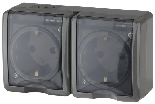 Розетка ЭРА Эксперт 2х2P+E IP54 со шторками 16A 250V 11-2404-03 Б0020719 Розетка ЭРА Эксперт 2х2P+E IP54 со шторками 16A 250V 11-2404-03 Б0020719