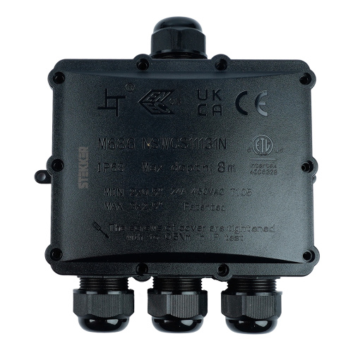 Распределительная коробка STEKKER LD553, количество вводов: 4, поликарбонат, нейлон, цвет черный, размер 163,1*151,6*59,4мм. фото 3