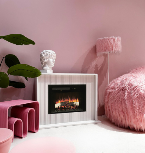 Каминокомплект LORETTO/БЕЛЛА Молочный с очагом Электроочаг MIRAGE/МИРАЖ 25 фото 3