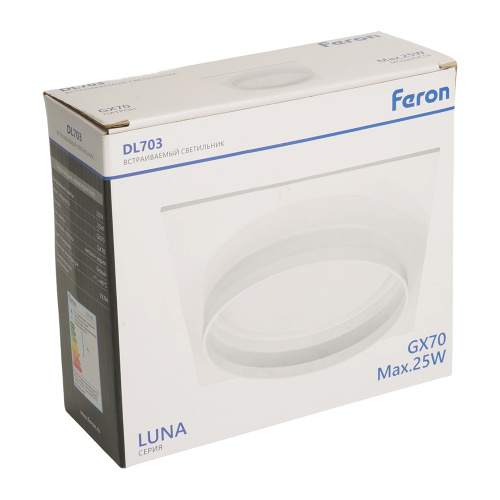 Светильник встраиваемый Feron DL703 LUNA потолочный GX70 белый квадрат фото 5