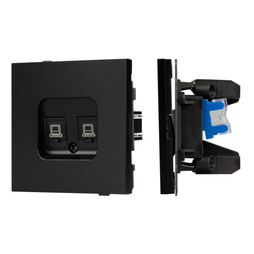 Механизм компьютерной розетки двойной SCT-TENDO-MPC2-PL-BK (RJ-45, CAT6) Arlight 054101 Механизм компьютерной розетки двойной SCT-TENDO-MPC2-PL-BK (RJ-45, CAT6) Arlight 054101