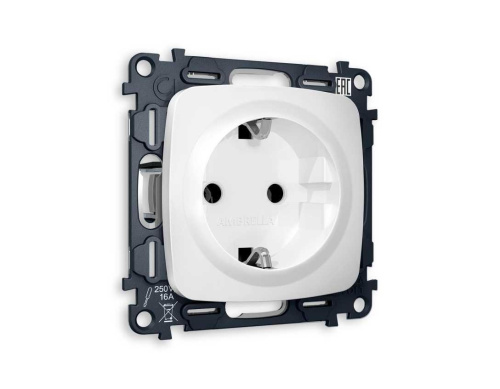 Комплект механизма электрической розетки AMBRELLA VOLT OMEGA Белый матовый с/з на винтовых зажимах QUANT (OP1260, VM141) MO126010