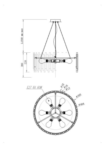 Подвесной светильник Maytoni MOD136PL-06BS фото 11 Подвесной светильник Maytoni MOD136PL-06BS фото 11