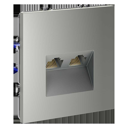 Розетка компьютерная встраиваемая Voltum S70 двойная RJ45+RJ45 кат.6, (сталь) VLS060205 Розетка компьютерная встраиваемая Voltum S70 двойная RJ45+RJ45 кат.6, (сталь) VLS060205